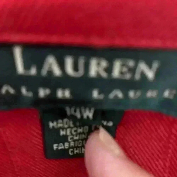 Lauren  Ralph Lauren Red Short Sleeve Jacket/Top Size 14W - Picture 5 of 6